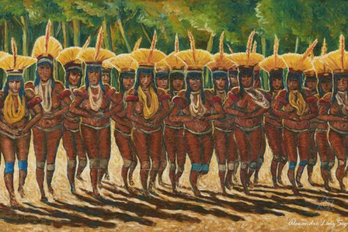 Cerimônia Yamurikumã - Xingu -  pintura original