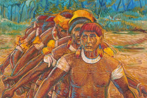 Cerimônia do Kuarup I - Xingu  - pintura original