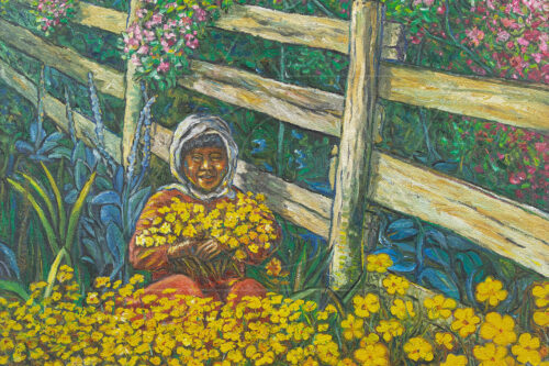 Colheita de Flores -  pintura original - vendida